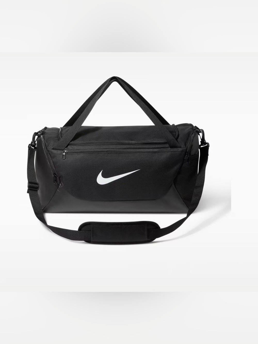 Nike Black Duffel with White Swoosh and Shoulder Strap